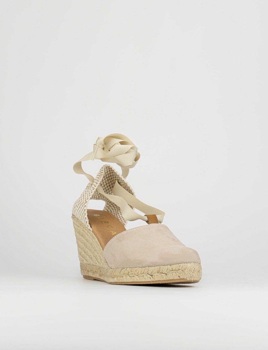 Donna Barca | Espadrillas Tacco 8 Cm Camoscio Beige