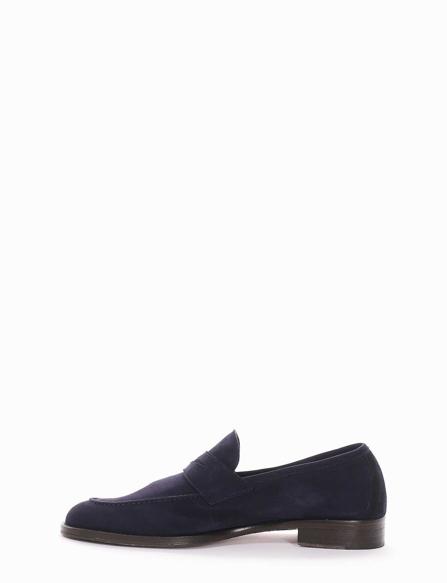 Uomo Barca | Mocassino Tacco 2 Cm Camoscio Blu