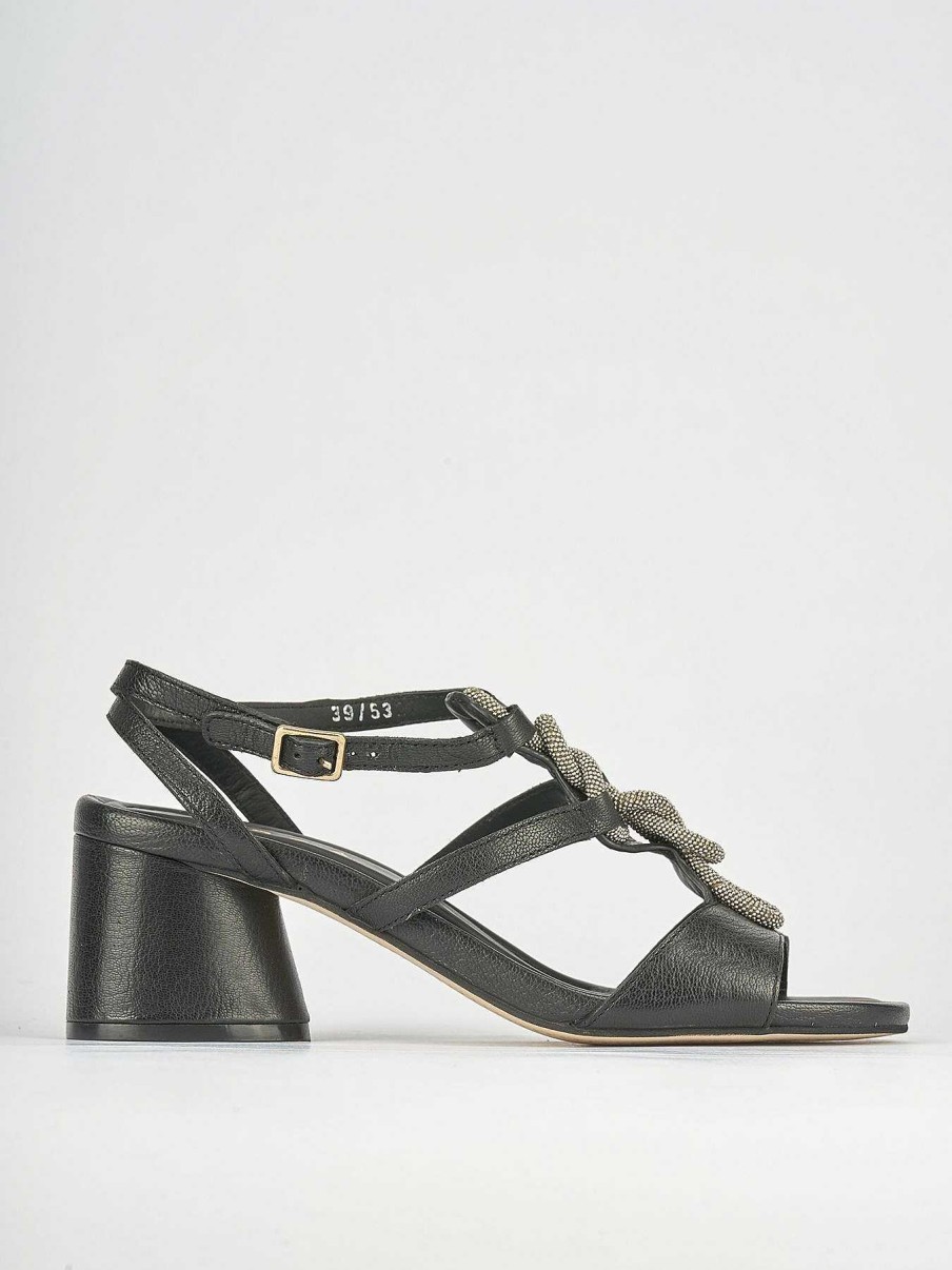 Donna Barca | Sandali Tacco Alto Tacco 5 Cm In Pelle Nera