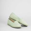 Donna Barca | Scarpe Basse Tacco 1 Cm In Tessuto Verde