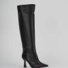 Donna Barca | Stivali Tacco Alto Tacco 10 Cm In Pelle Nera