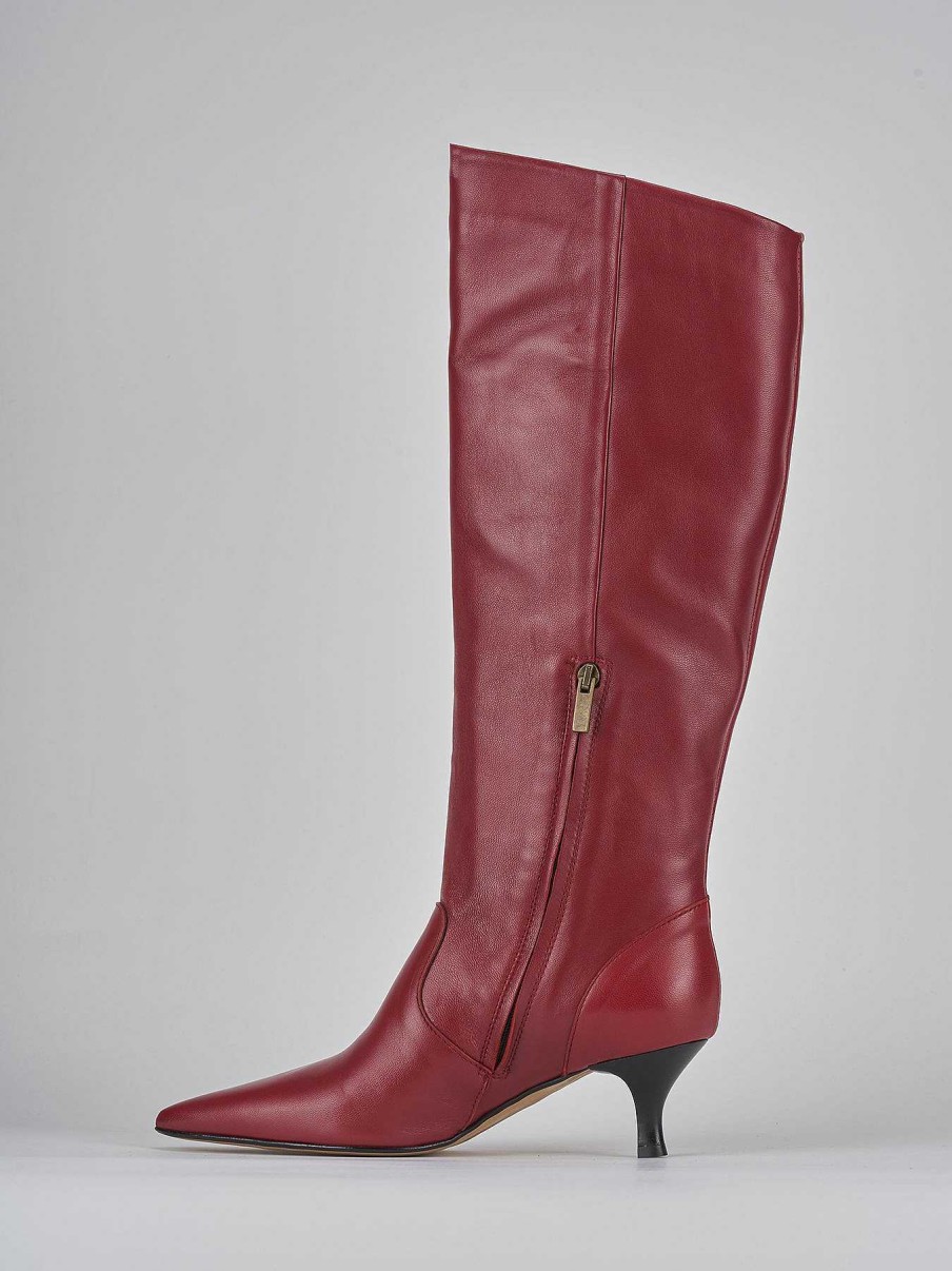 Donna Barca | Stivali Tacco 5Cm Pelle Rosso