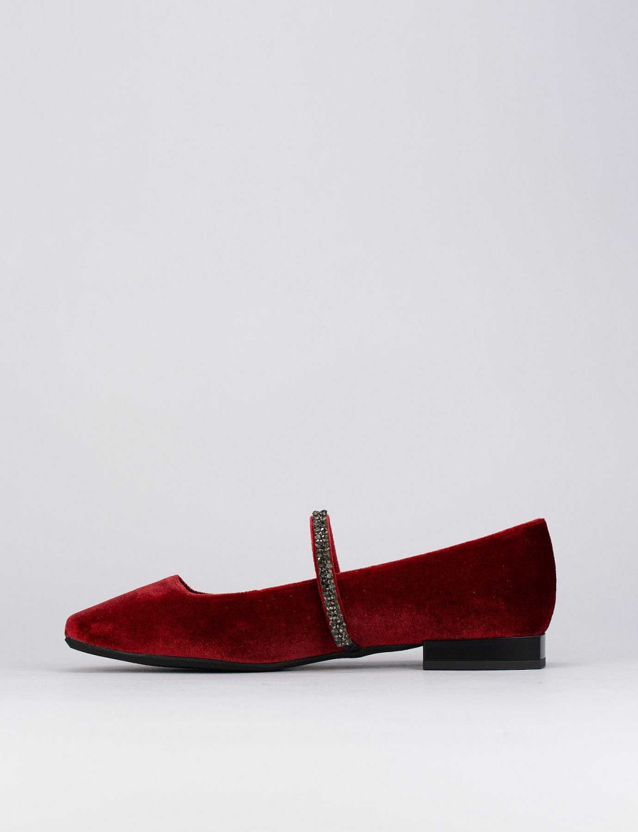 Donna Barca | Scarpe Basse Tacco 1 Cm In Velluto Rosso