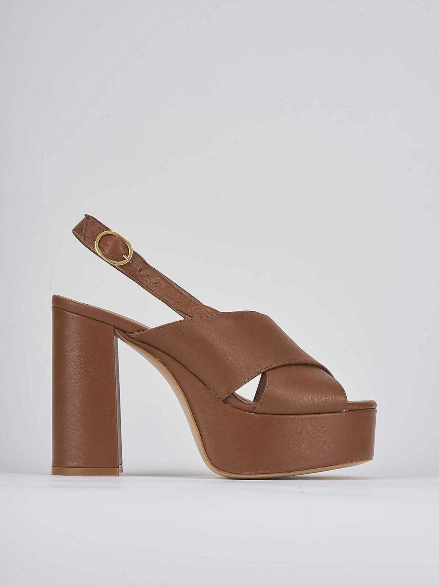 Donna Barca | Sandali Tacco Alto Tacco 11 Cm In Pelle Marrone