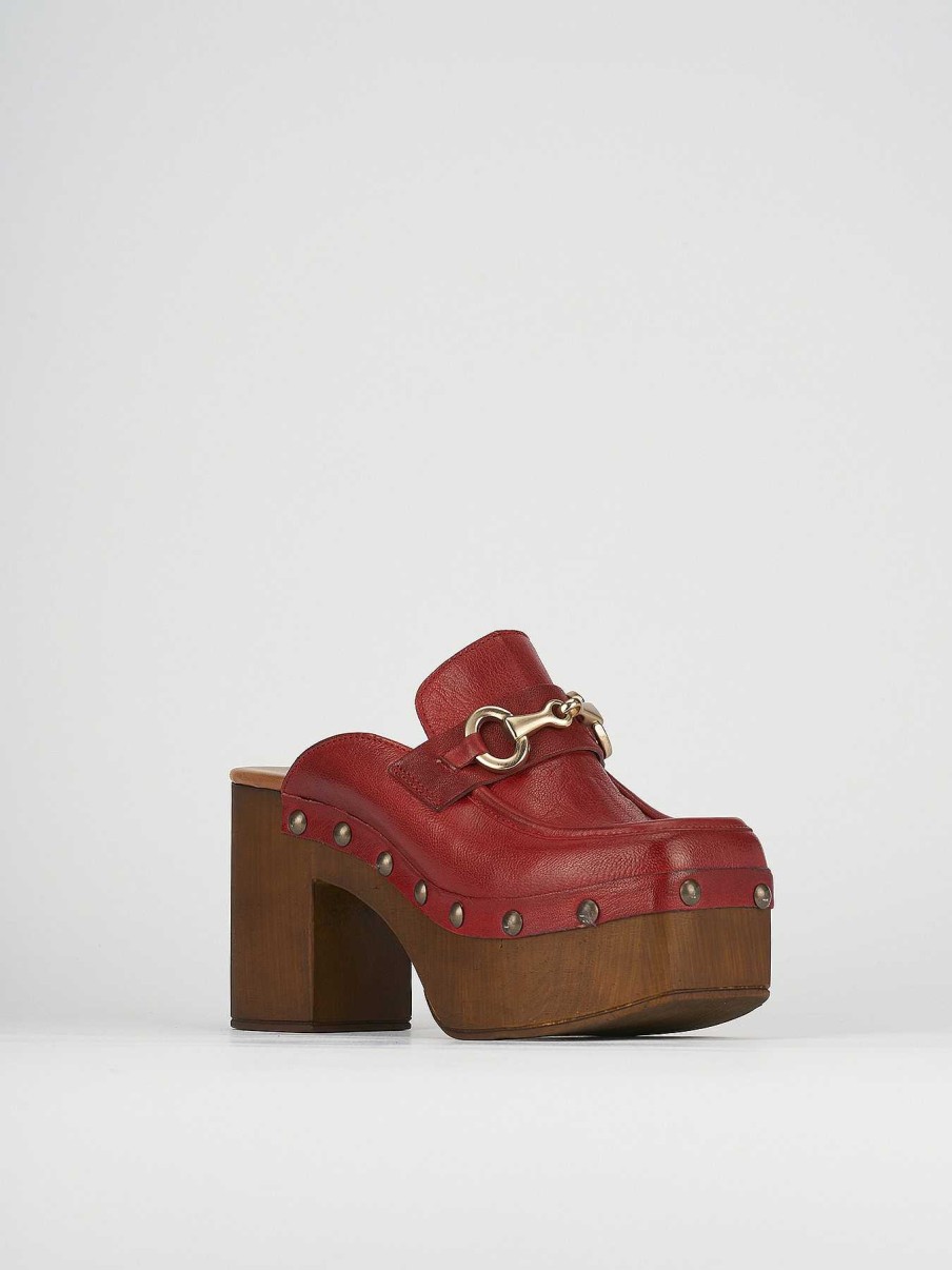 Donna Barca | Sabot Tacco 8 Cm In Pelle Rossa