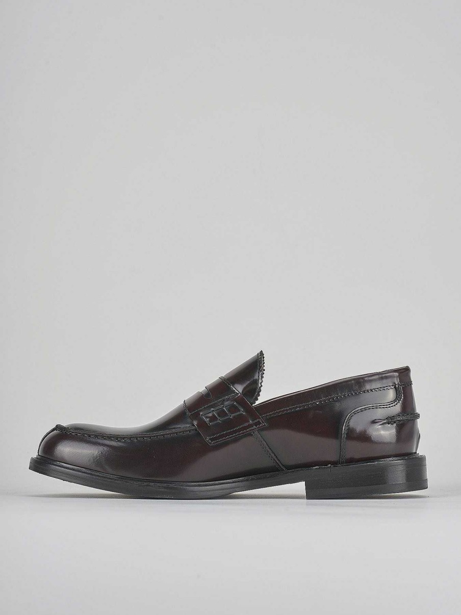 Uomo Barca | Mocassino Tacco 2 Cm In Pelle Bordeaux