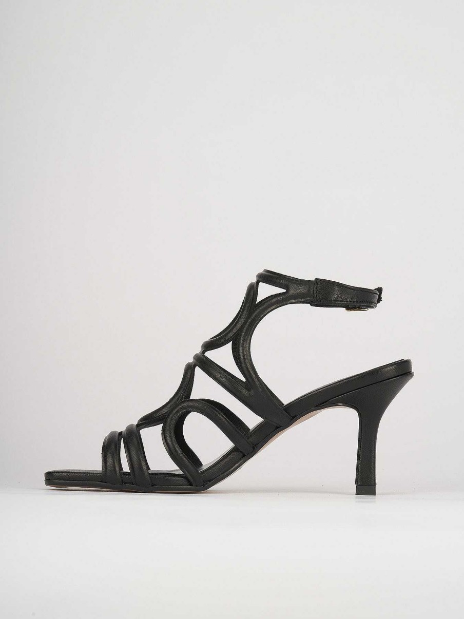 Donna Barca | Sandali Tacco Alto Tacco 6 Cm In Pelle Nera