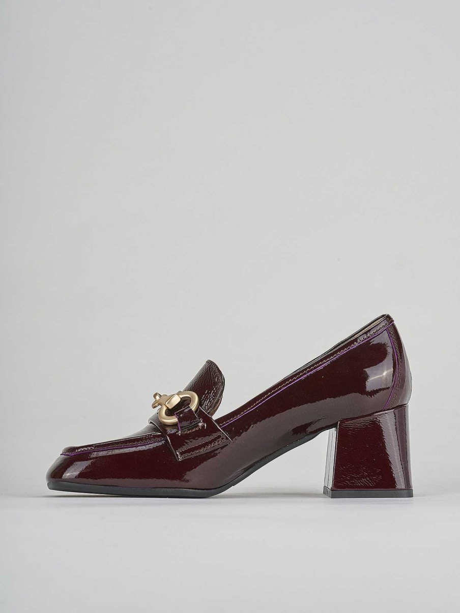 Donna Barca | Mocassino Tacco 5 Cm In Pelle Bordeaux