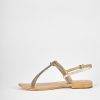 Donna Barca | Sandali Tacco Basso Tacco 1 Cm In Pelle Bronzo