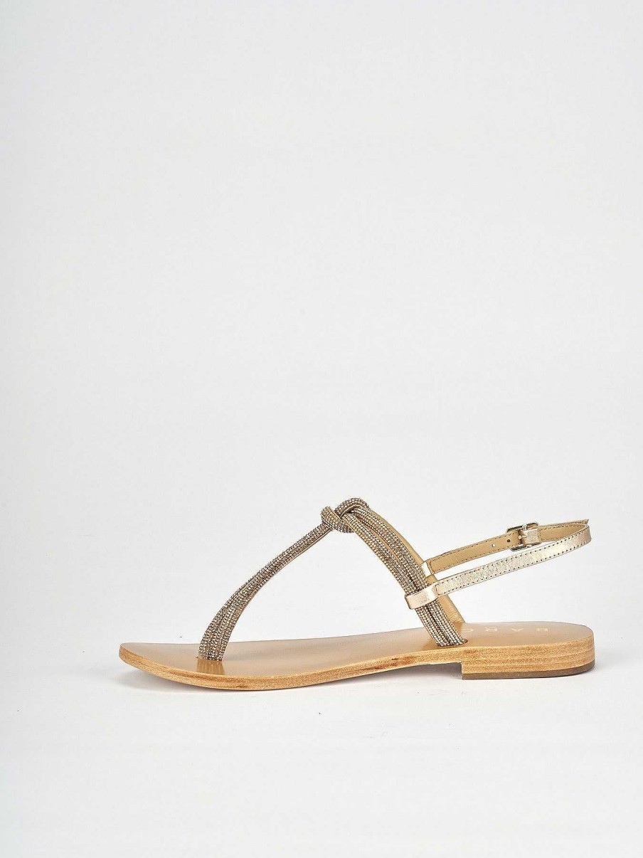 Donna Barca | Sandali Tacco Basso Tacco 1 Cm In Pelle Bronzo