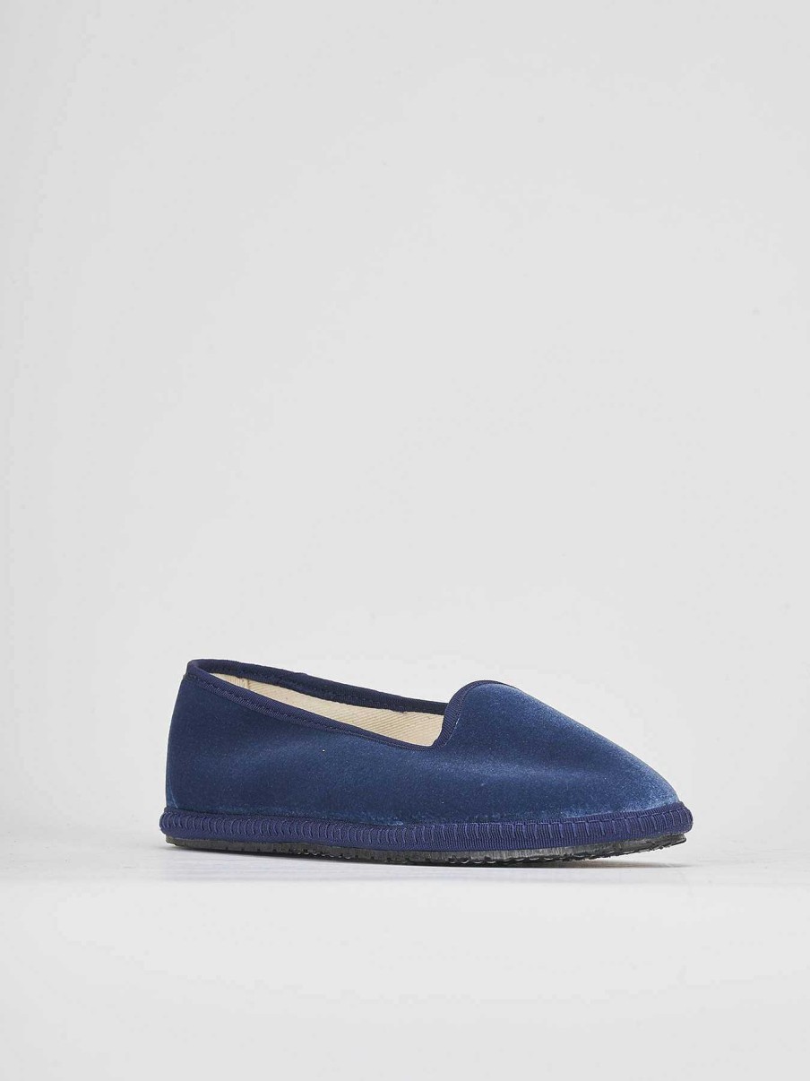 Donna Barca | Scarpe Basse Tacco 1 Cm In Velluto Blu