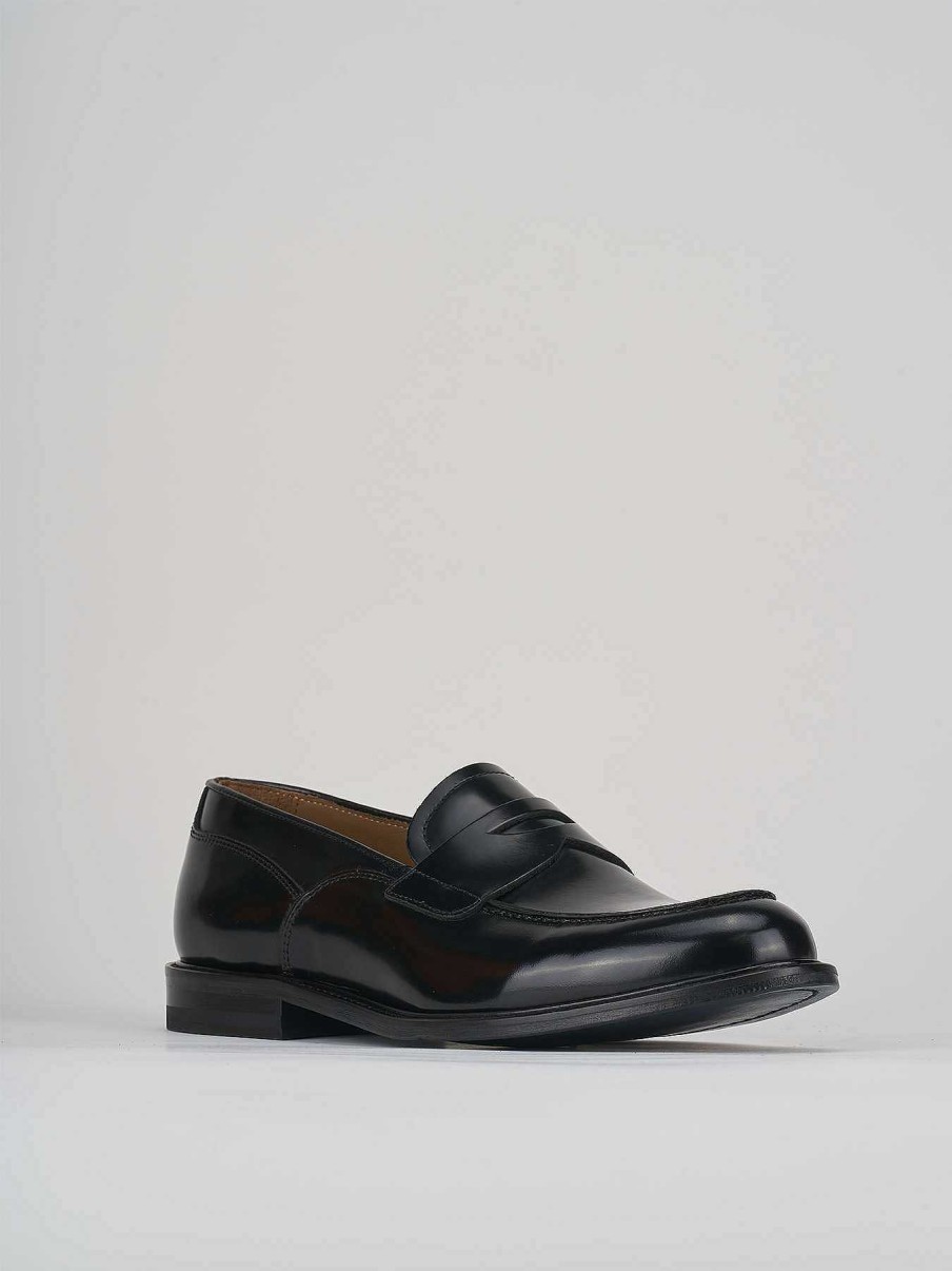 Uomo Barca | Mocassini Tacco 1 Cm In Pelle Nera