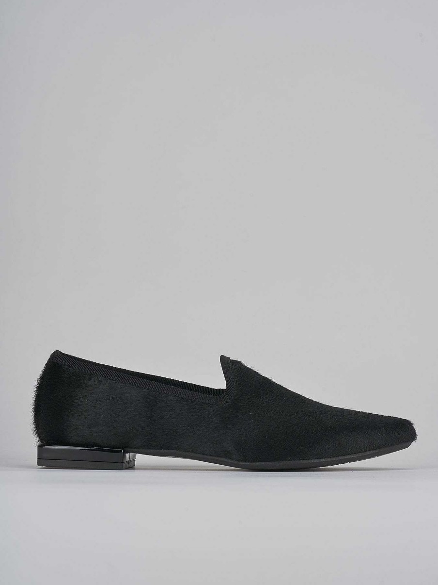 Donna Barca | Ballerina Tacco 1Cm Cavallino Nero