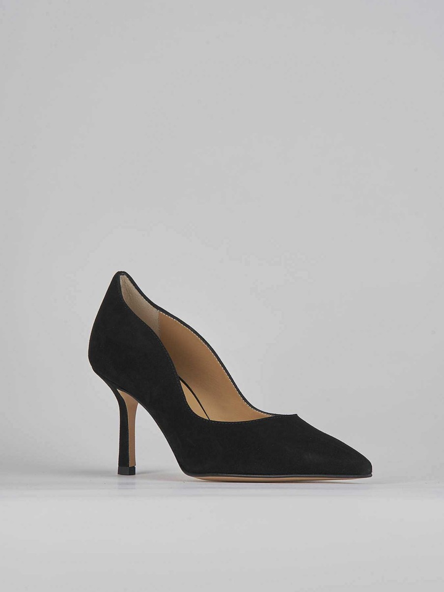 Donna Barca | Decollete Tacco 8 Cm In Camoscio Nero