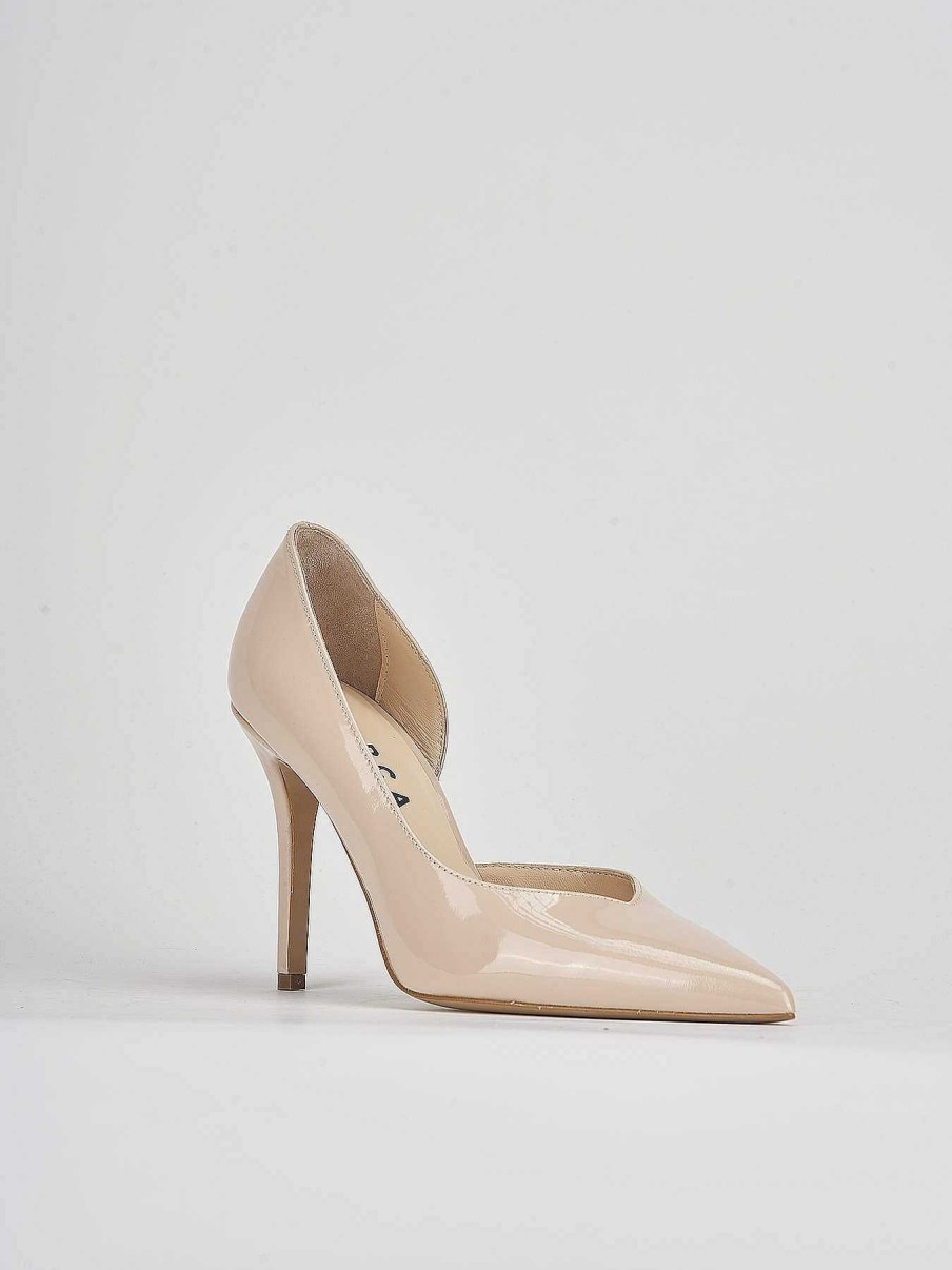 Donna Barca | Decollete Tacco 9 Cm In Vernice Beige