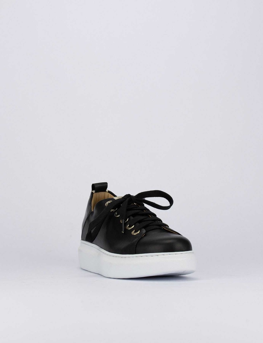 Donna Barca | Sneakers Tacco 1 Cm In Pelle Nera