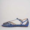 Donna Barca | Sandali Tacco Basso Tacco 1 Cm In Pelle Blu