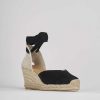 Donna Barca | Espadrillas Tacco 6 Cm In Camoscio Nero