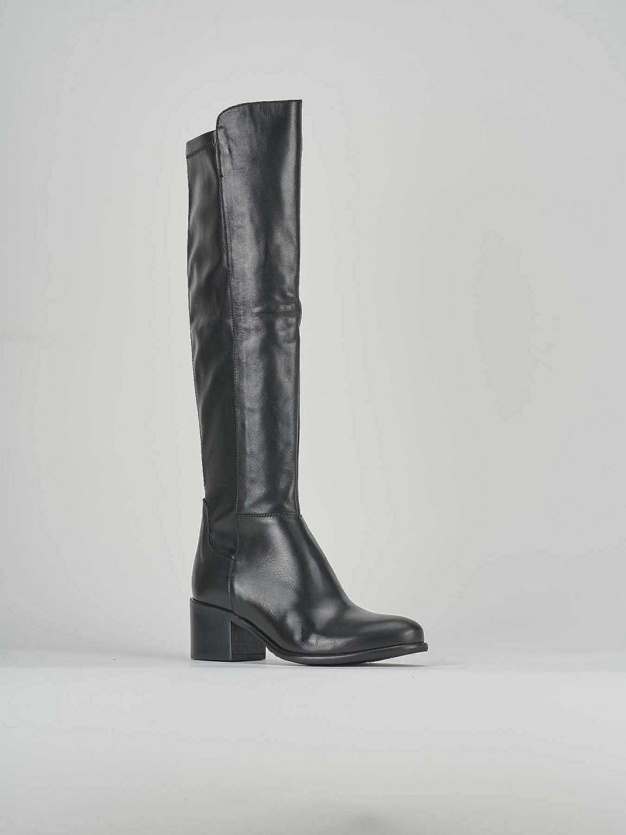 Donna Barca | Stivali Tacco Alto Tacco 5 Cm In Pelle Nera