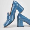 Donna Barca | Mocassino Tacco 8 Cm In Vernice Blu