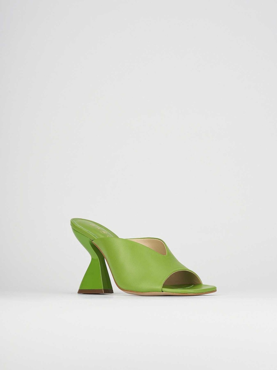 Donna Barca | Ciabatte Tacco 10 Cm In Pelle Verde