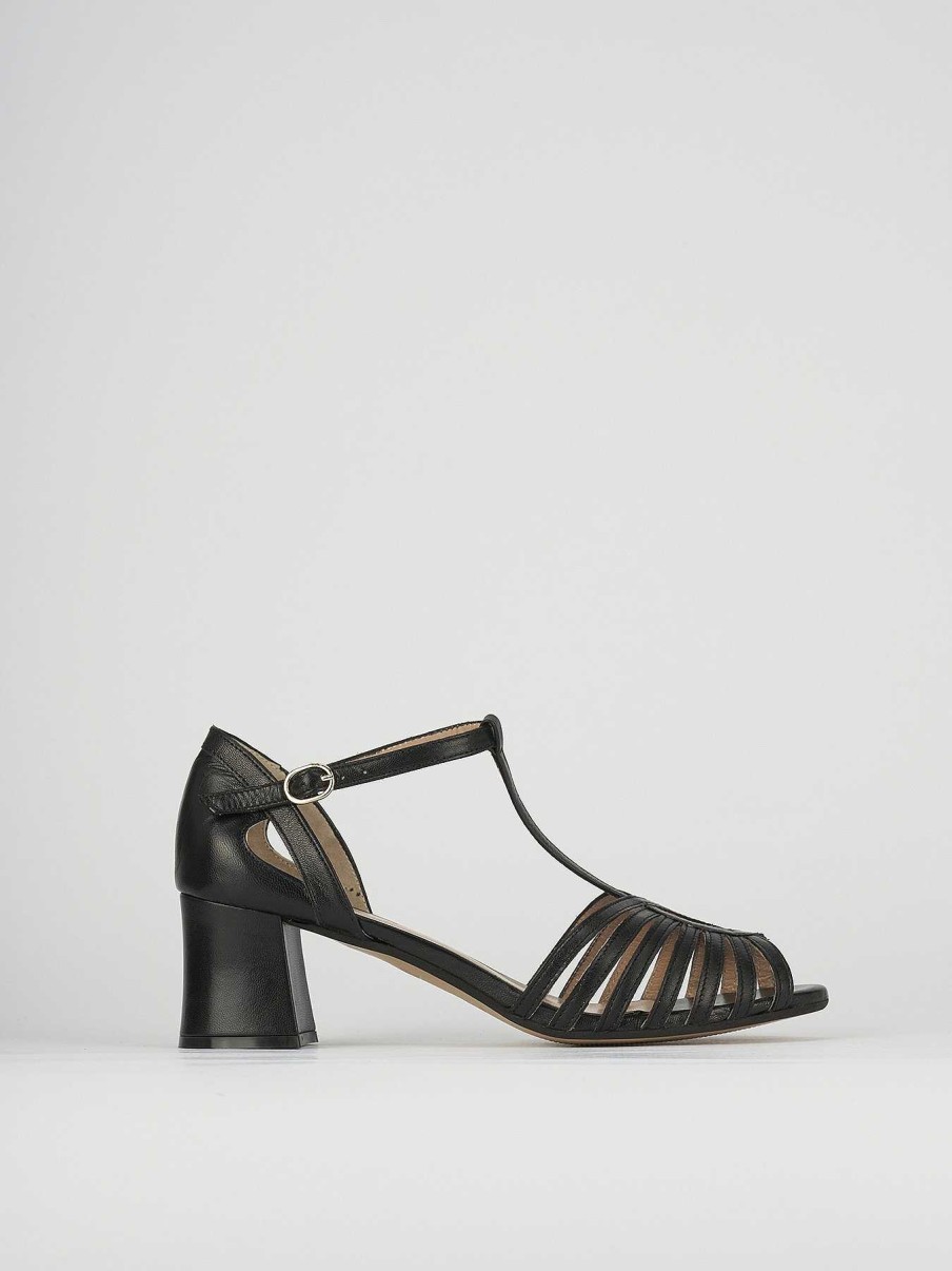 Donna Barca | Sandali Tacco Alto Tacco 5 Cm In Pelle Nera