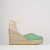 Donna Barca | Espadrillas Tacco 8 Cm In Pelle Verde