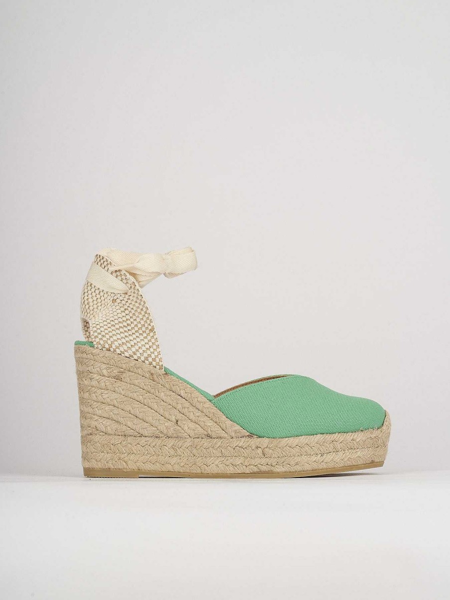 Donna Barca | Espadrillas Tacco 8 Cm In Pelle Verde