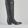 Donna Barca | Stivali Tacco Alto Tacco 5 Cm In Pelle Nera