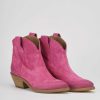 Donna Barca | Stivali Texani Tacco 4 Cm In Camoscio Rosa