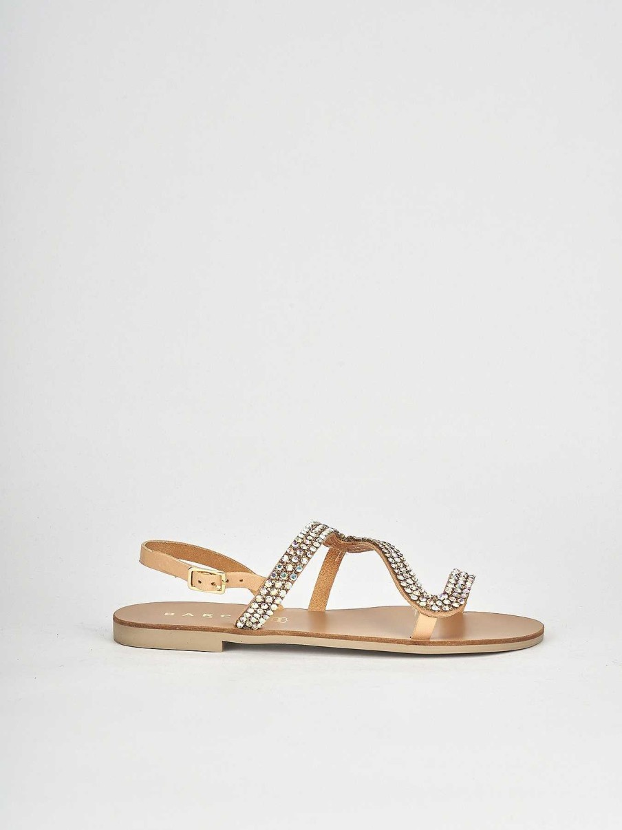 Donna Barca | Sandali Tacco Basso Tacco 1 Cm In Pelle Beige