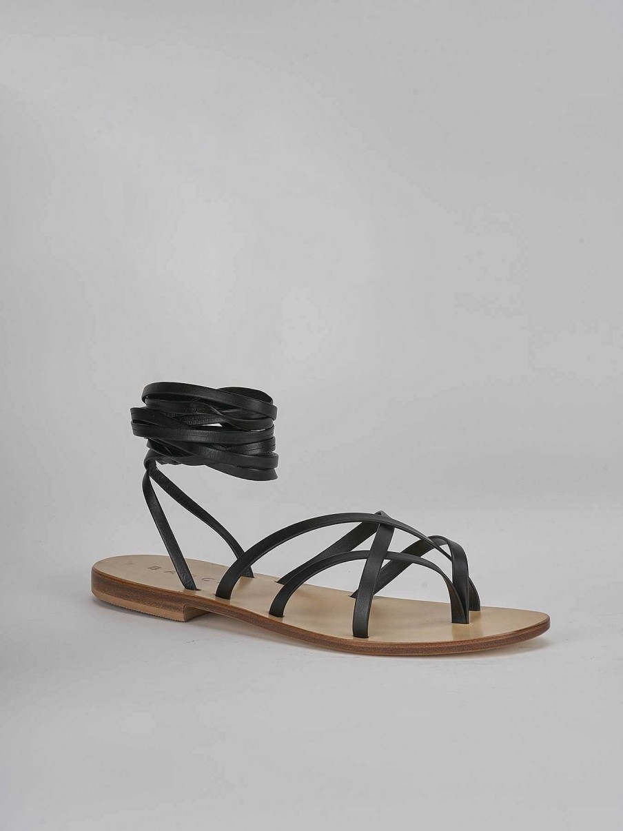 Donna Barca | Sandali Tacco 1Cm Pelle Nero