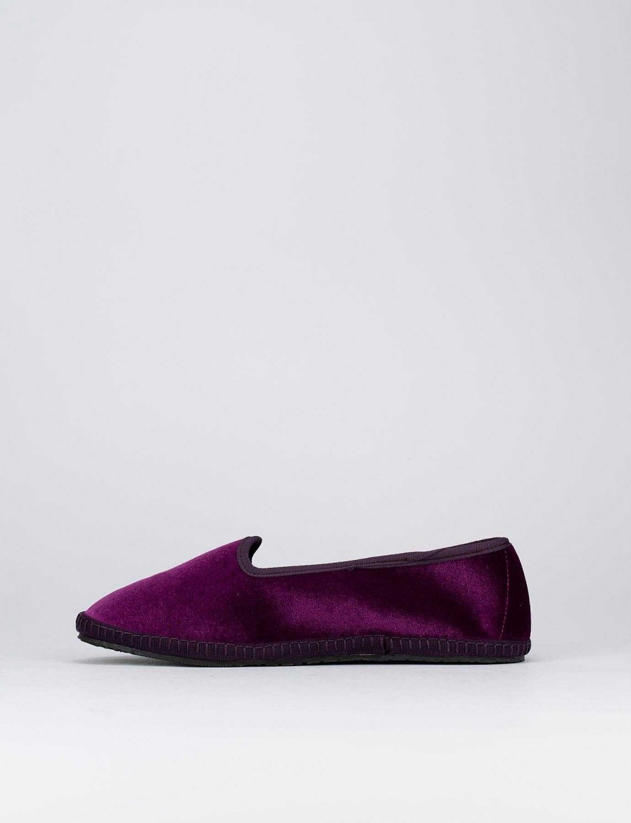 Donna Barca | Scarpe Basse Tacco 1 Cm In Velluto Viola