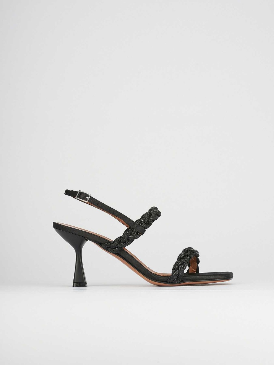 Donna Barca | Sandali Tacco Alto Tacco 7 Cm In Pelle Nera