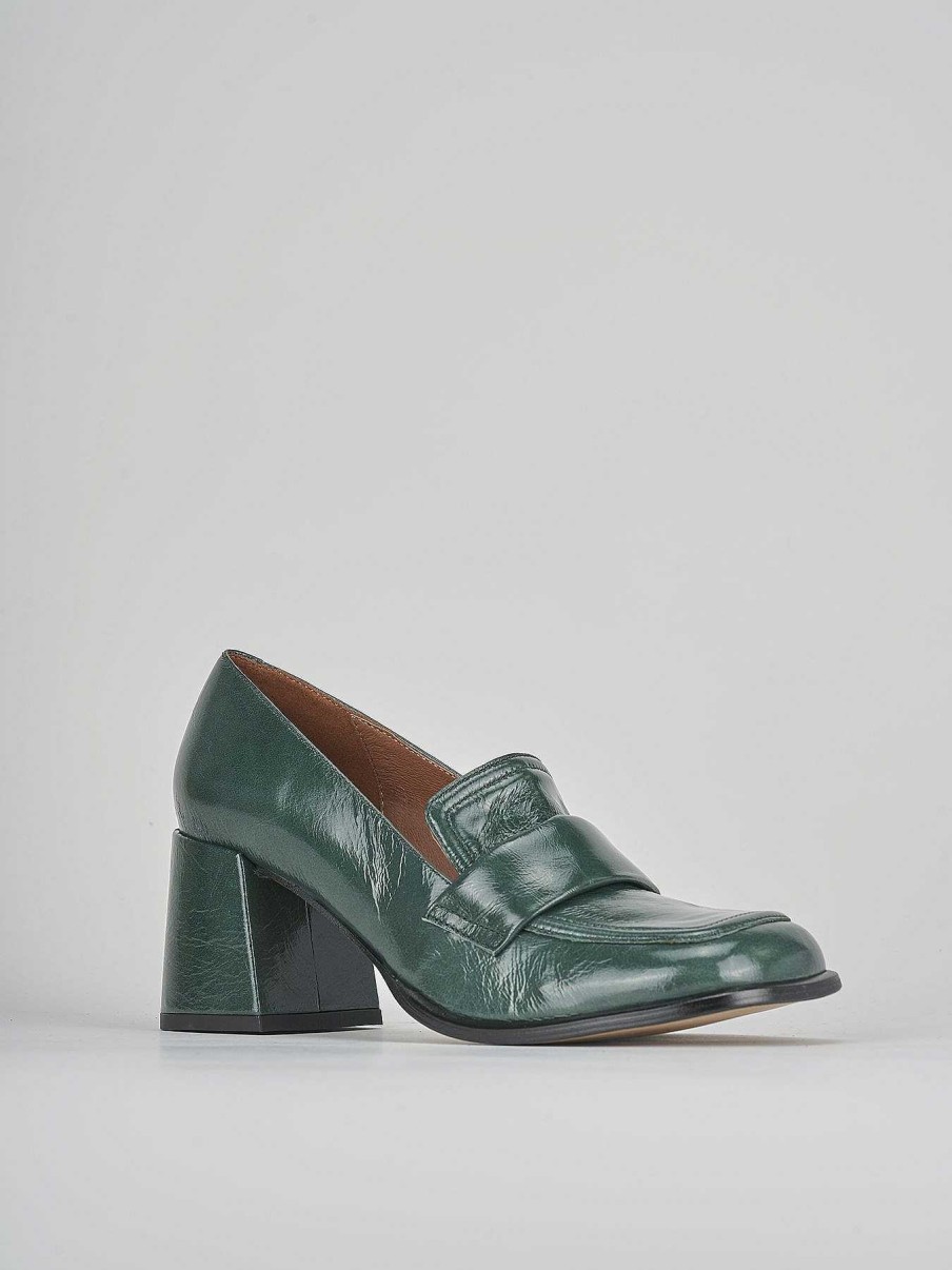 Donna Barca | Mocassino Tacco 5 Cm In Pelle Verde