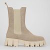 Donna Barca | Stivaletti Tacco Basso Tacco 1 Cm Camoscio Beige