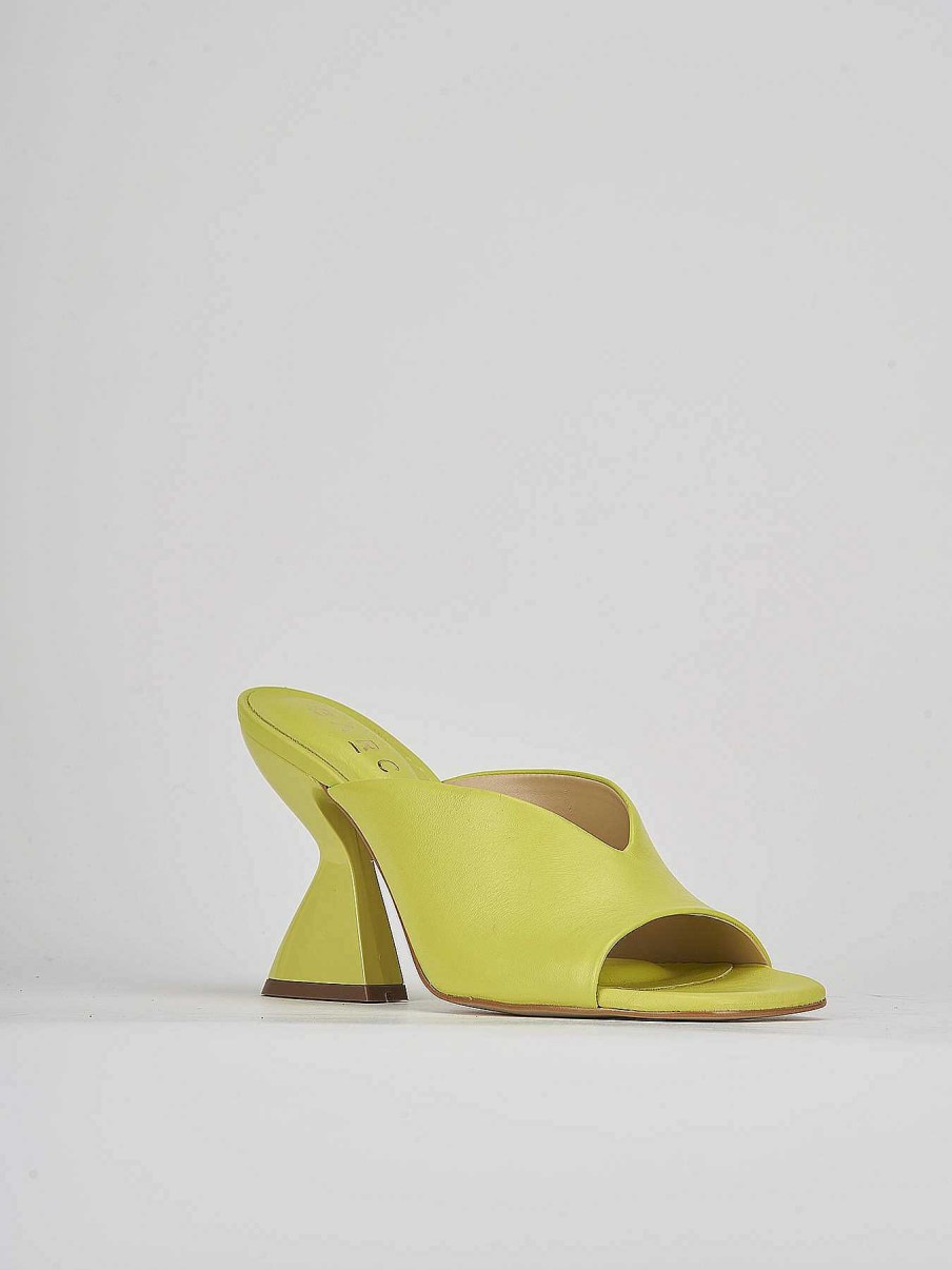 Donna Barca | Ciabatte Tacco 9 Cm In Pelle Verde