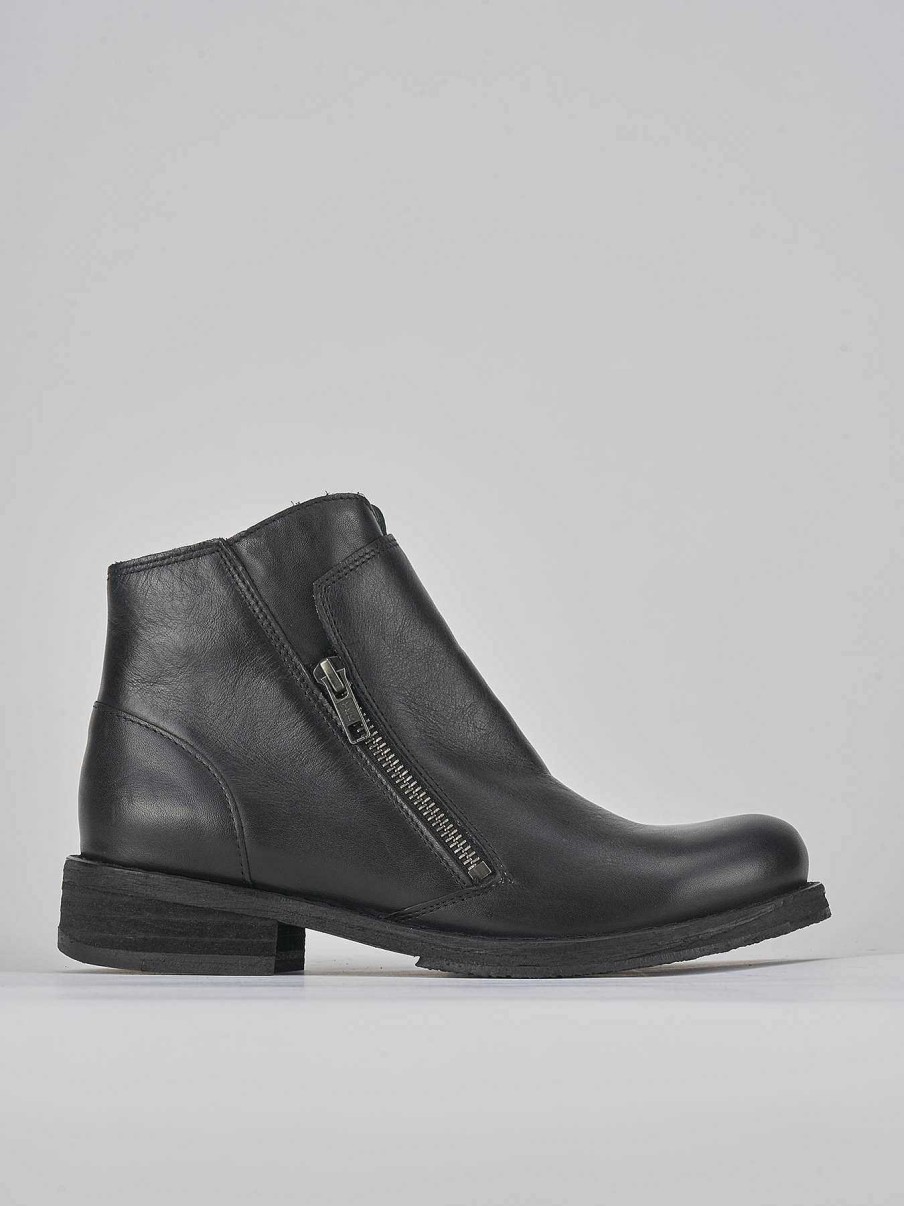 Donna Barca | Stivaletti Tacco Basso Tacco 2 Cm In Pelle Nera