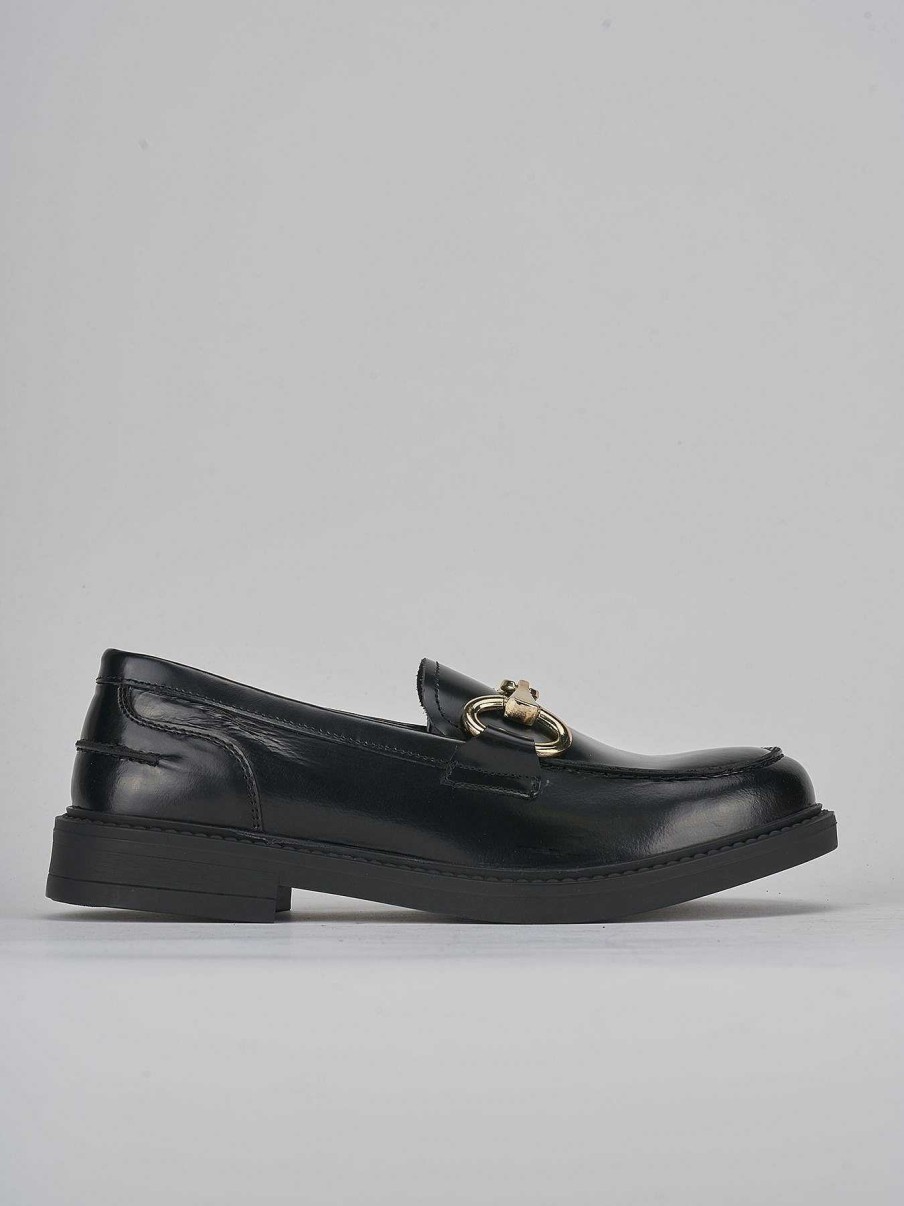 Donna Barca | Mocassini Tacco 1 Cm In Pelle Nera