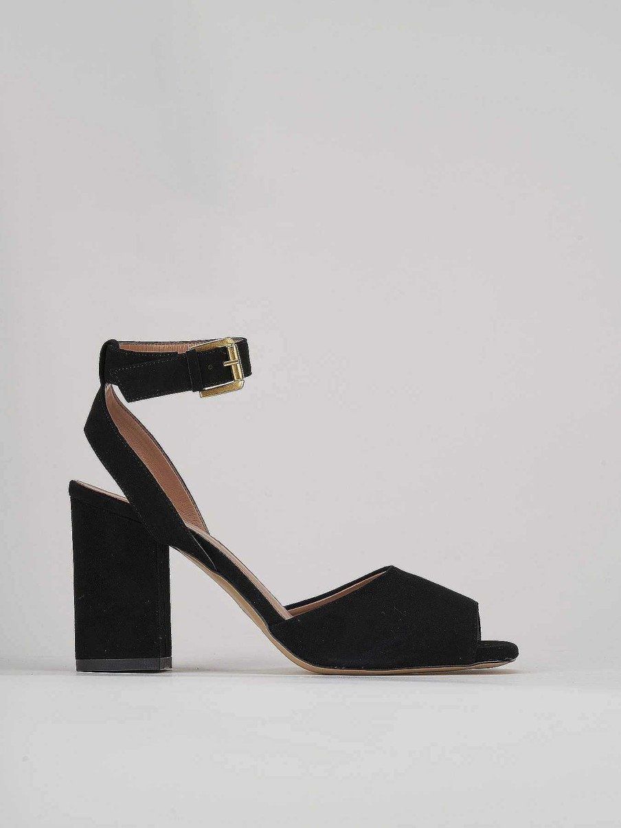 Donna Barca | Sandali Tacco Alto Tacco 8 Cm In Camoscio Nero