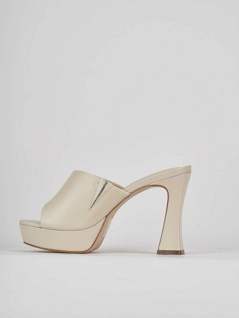 Donna Barca | Pantofole Tacco 11 Cm In Pelle Beige