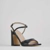 Donna Barca | Sandali Tacco Alto Tacco 7 Cm In Pelle Nera