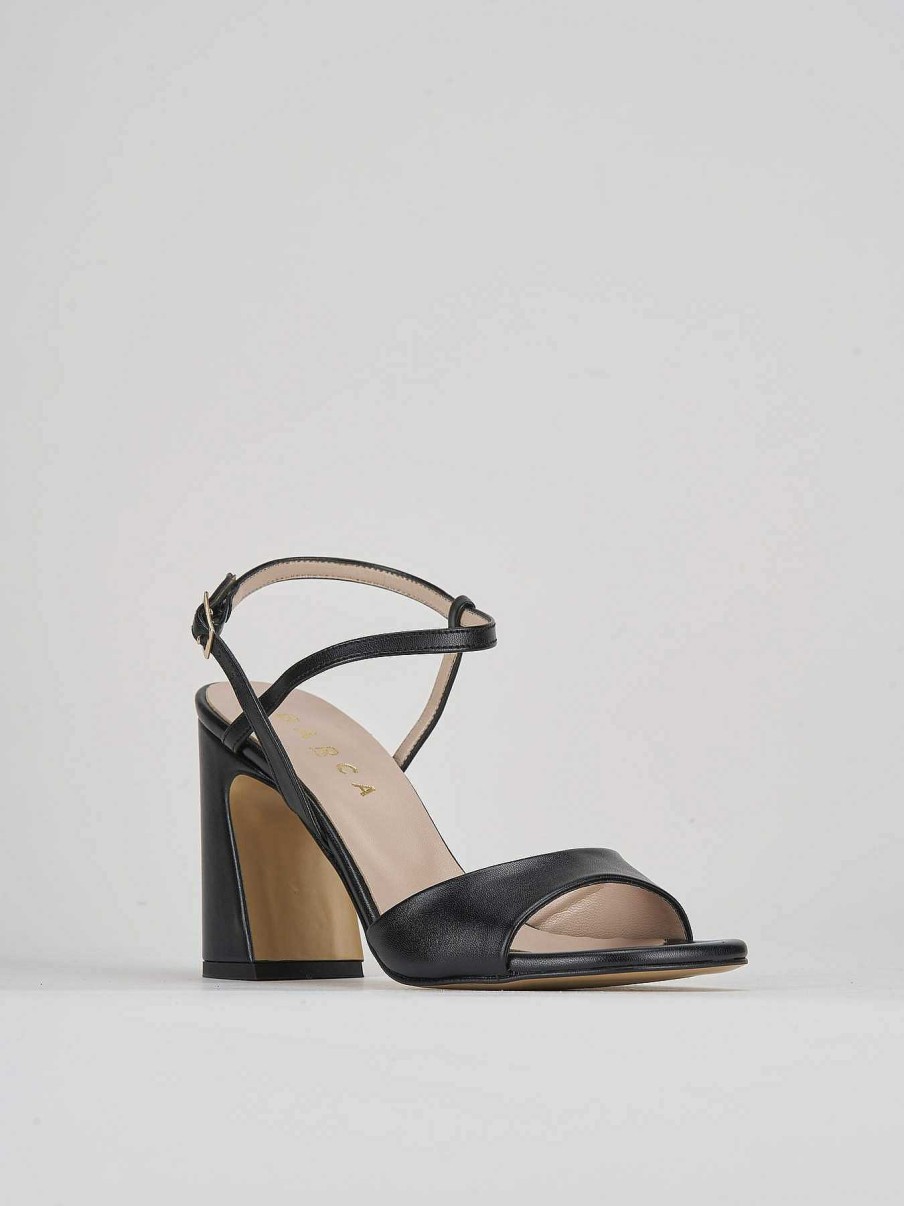 Donna Barca | Sandali Tacco Alto Tacco 7 Cm In Pelle Nera