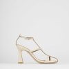 Donna Barca | Sandali Tacco Alto Tacco 8 Cm Vernice Beige