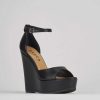 Donna Barca | Zeppa Tacco 13 Cm In Pelle Nera