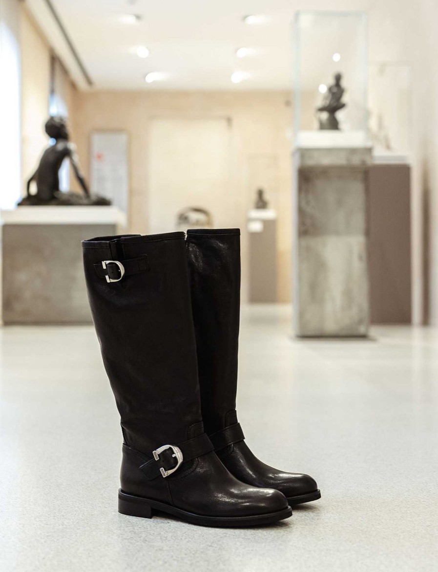 Donna Barca | Stivali Tacco 2Cm Pelle Nero