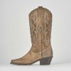 Donna Barca | Stivali Tacco Basso Tacco 3 Cm In Camoscio Beige