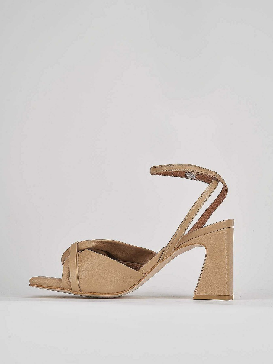 Donna Barca | Sandali Tacco Alto Tacco 7 Cm In Pelle Beige