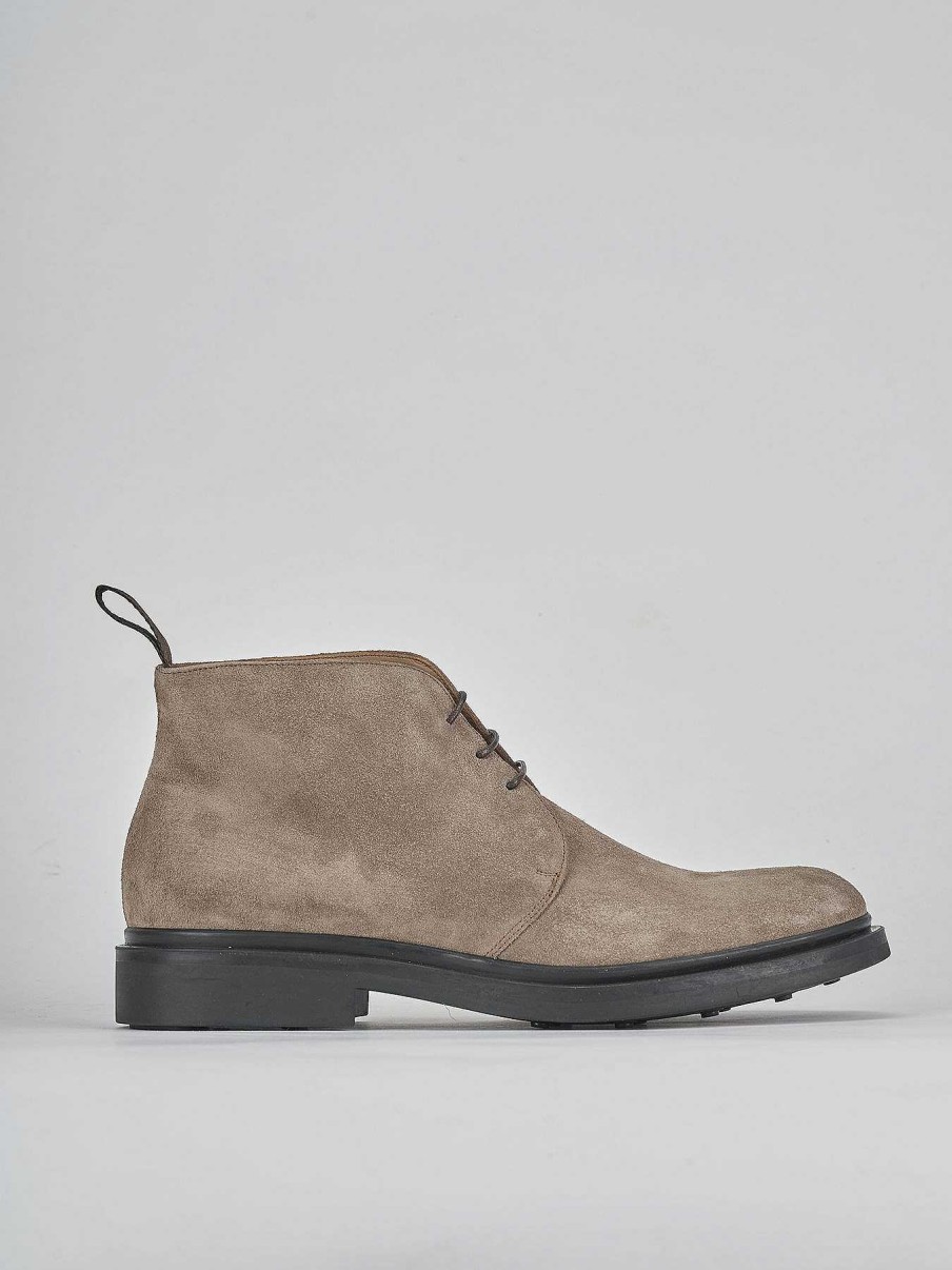 Uomo Barca | Stivaletto In Camoscio Beige