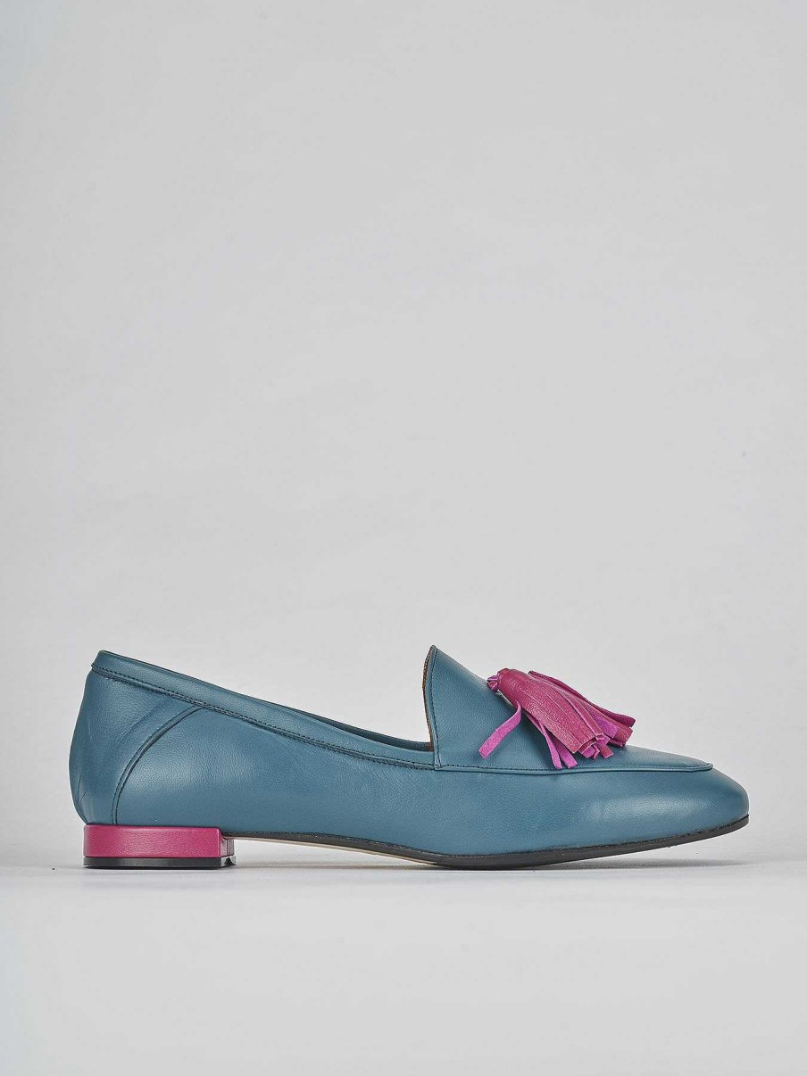 Donna Barca | Mocassini Tacco 1 Cm In Pelle Blu